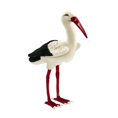 Storch - Hansa Creation Hansa Storch Plüschtier Vogel 45 cm groß stehend weiß schwarz roter Schnabel lange Beine