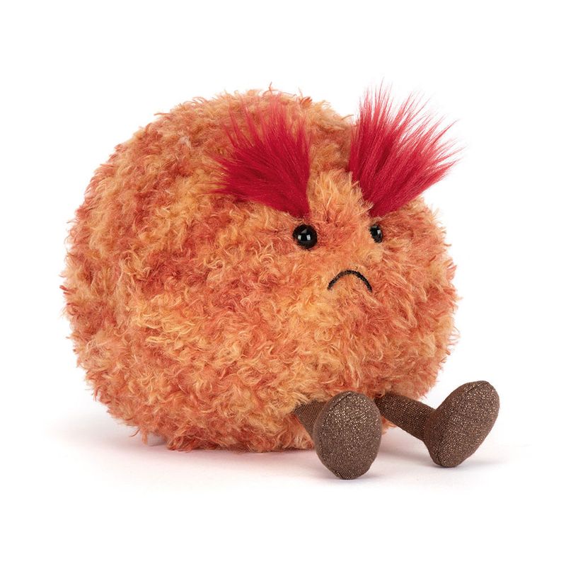 Jellycat Amuseable Mars Planet Plüschtier kugelrund rot rostbraun freundliches Gesicht braune Schlenkerbeine Kordstoff