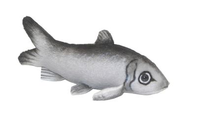 Hansa Hering Plüschtier Fisch 12 cm lang silber glänzend maritimes Stofftier Museumsqualität