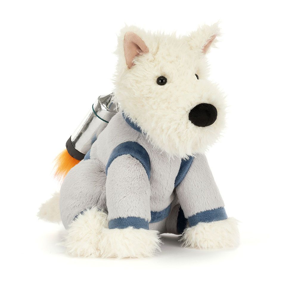 Hund Munro Space Scottie Dog - Jellycat Dogs & Puppies Jellycat Munro Space Scottie Plüschtier weißer Terrier Hund im Raumanzug Astronauten Weltraum Serie