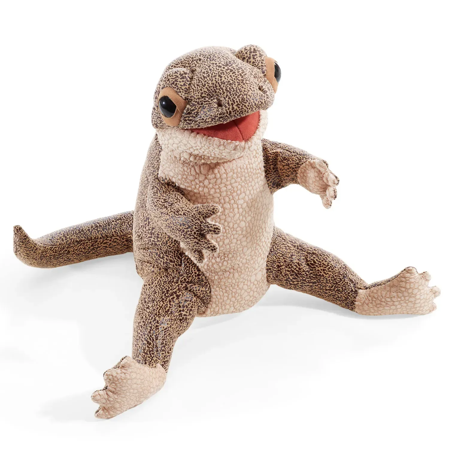 Folkmanis Handpuppe Eidechse grün braun Echsenhaut Optik Mund und Vorderbeine bespielbar lebensechte Reptil Puppe