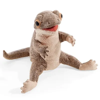 Folkmanis Handpuppe Eidechse grün braun Echsenhaut Optik Mund und Vorderbeine bespielbar lebensechte Reptil Puppe