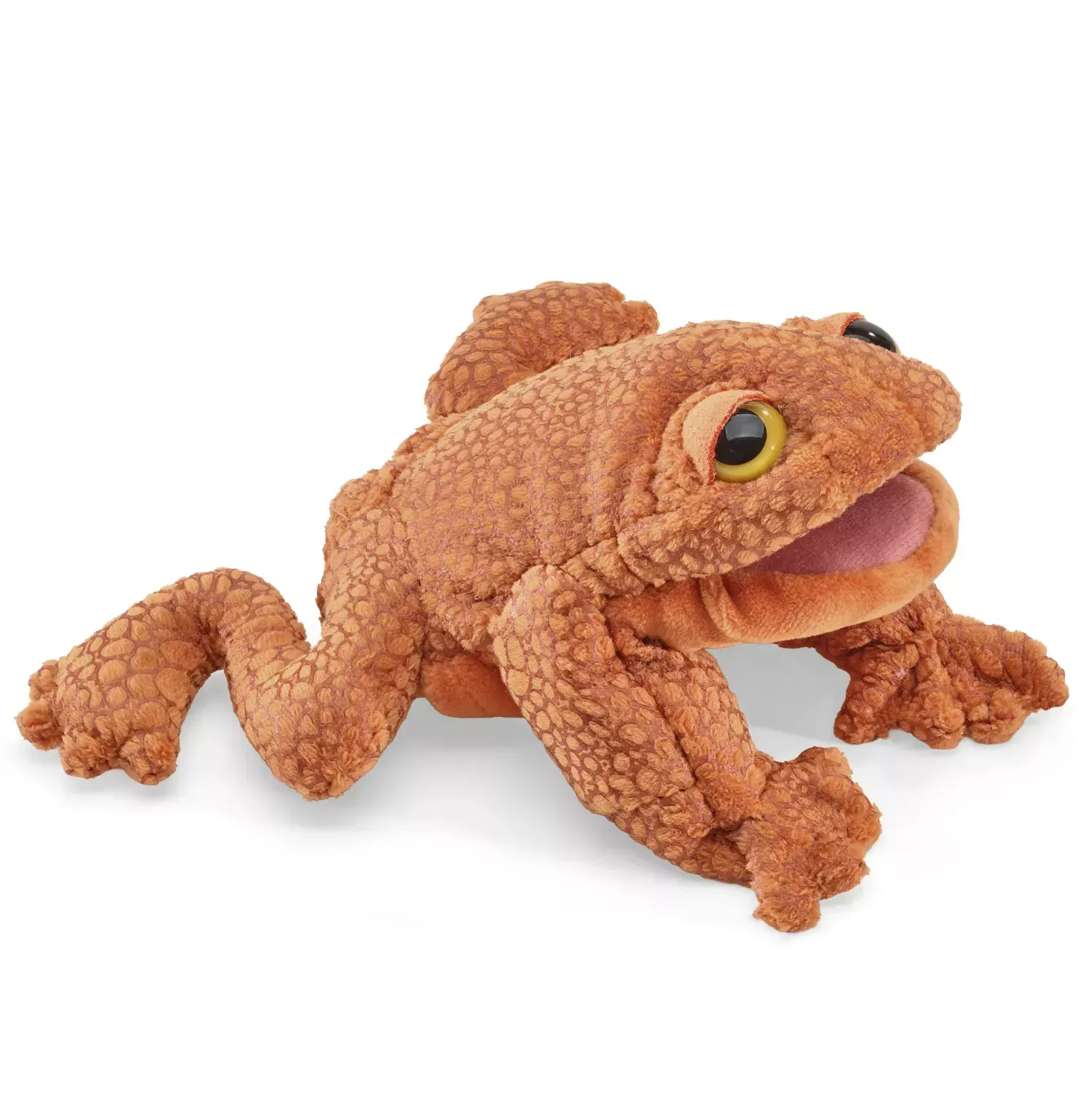 Folkmanis Fingerpuppe Kröte kleiner Mini Frosch orange braun gemustert Mund bespielbar Stoffpuppe für den Finger