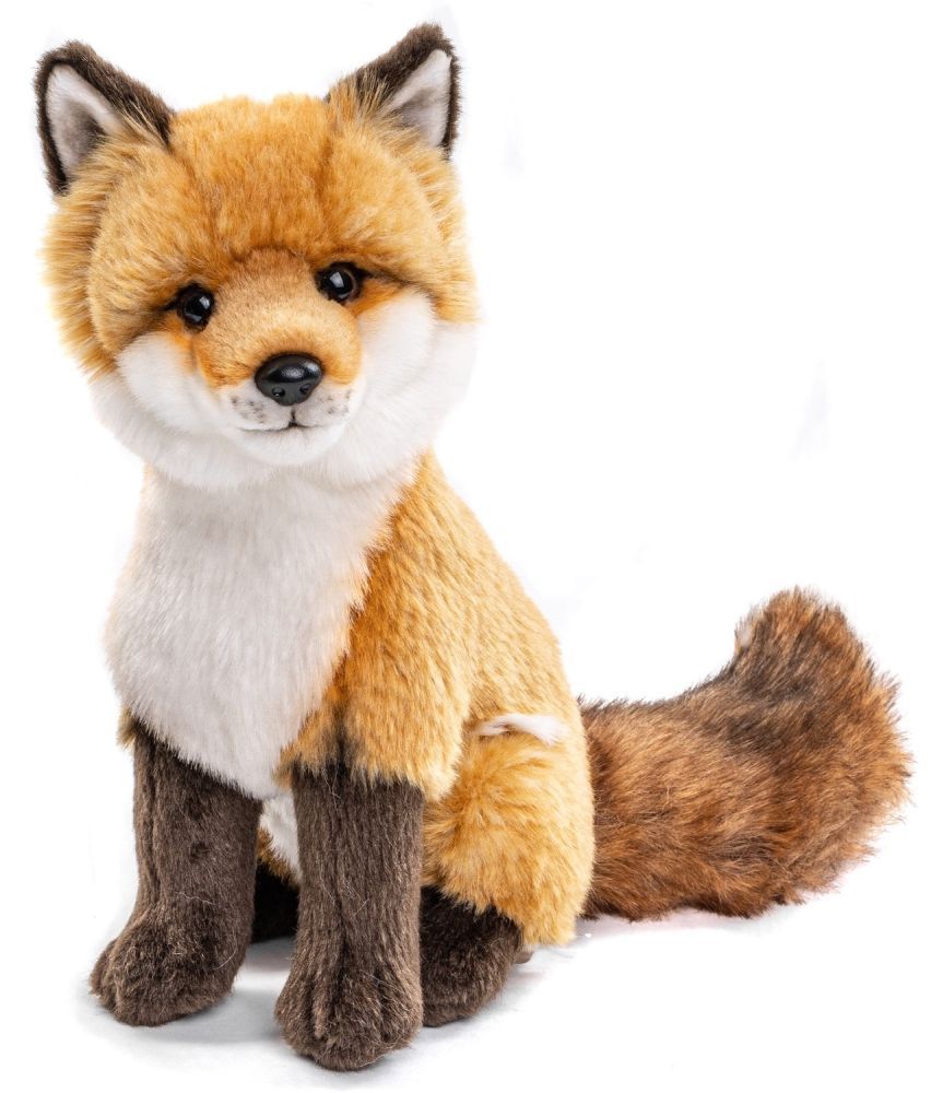 Uni-Toys Fuchs Plüschtier sitzend 27 cm groß rotbraunes Fell weiße Brust buschiger Schwanz lebensechtes Stofftier