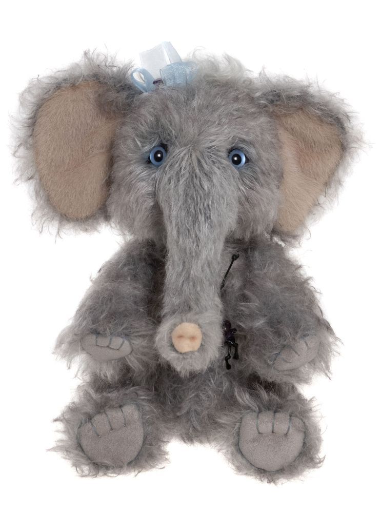CHARLIE BEARS Elefant Bubbles Charlie Bears Elefantenmädchen Isabelle Collection exklusiver Mohair Elefant silbergraues Fell große Ohren Halskette