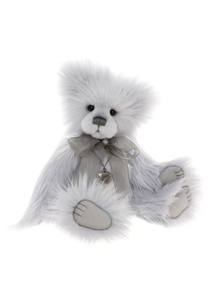 CHARLIE BEARS Bär Poppins Charlie Bears Poppins Teddybär hellgraues dichtes Plüschfell handgestickte Nase ausdrucksvolle Glasaugen Schleife Halsband