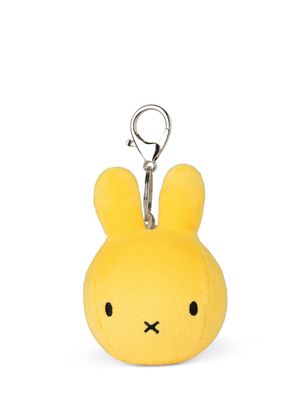 Hase Miffy Quetschball Schlüsselanhänger Gelb - Bon Ton Toys Miffy Hasenkopf Schlüsselanhänger Hase minimalistisches Design silberfarbener Karabiner Haken elastischer Quetschball