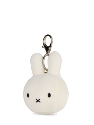 Hase Miffy Quetschball Schlüsselanhänger Weiß - Bon Ton Toys Miffy Hasenkopf Schlüsselanhänger weißer Hase minimalistisches Design silberfarbener Karabiner Haken elastischer Quetschball