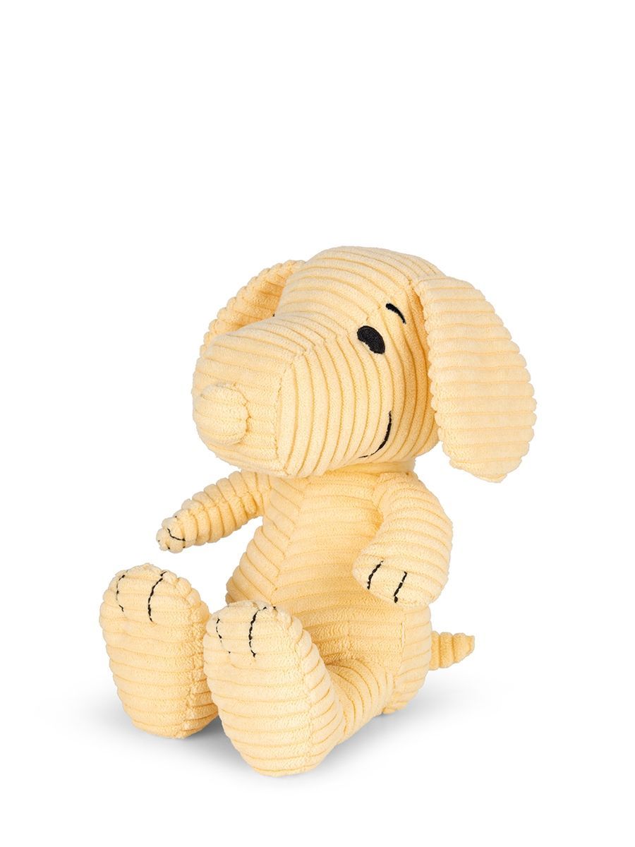 Bon Ton Toys Snoopy Plüschtier gelb Breitcord Stofftier 19 cm groß Peanuts Hund nachhaltiges Spielzeug ECO Edition