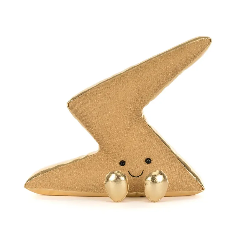 Blitz Zapperty Lightning Bolt - Jellycat Amuseables Jellycat Zapperty Lightning Bolt Plüschtier gelber Blitz Stofftier lächelndes Gesicht goldene Beine Amuseable Design