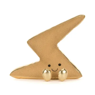Blitz Zapperty Lightning Bolt - Jellycat Amuseables Jellycat Zapperty Lightning Bolt Plüschtier gelber Blitz Stofftier lächelndes Gesicht goldene Beine Amuseable Design