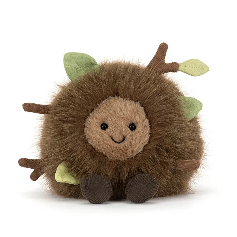 Mooskugel Mulshi Woodland Floor - Jellycat Amuseables Jellycat Mulshi Mooskugel Woodland Floor Kollektion rundes Plüschtier lächelndes Gesicht strukturiertes Fell brauner Stiel
