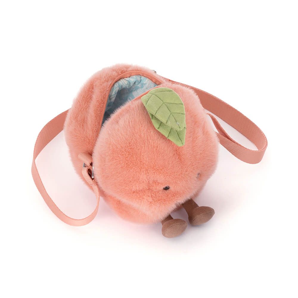 Jellycat Amuseable Pfirsich Schultertasche plüschiges Obst rosé gelber Farbverlauf Tasche Crossbody Bag lächelndes Gesicht