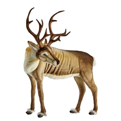 Rentier - Hansa Creation Hansa Creation Rentier 90 cm groß lebensnahes Plüschtier stehender Hirsch braun weißes Fell prachtvolles Geweih