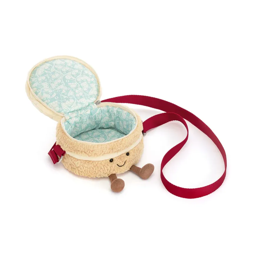 Jellycat Amuseable Torte Schultertasche plüschige Geburtstagstorte cremefarben mit Buntstreuseln und Kerze Crossbody Bag