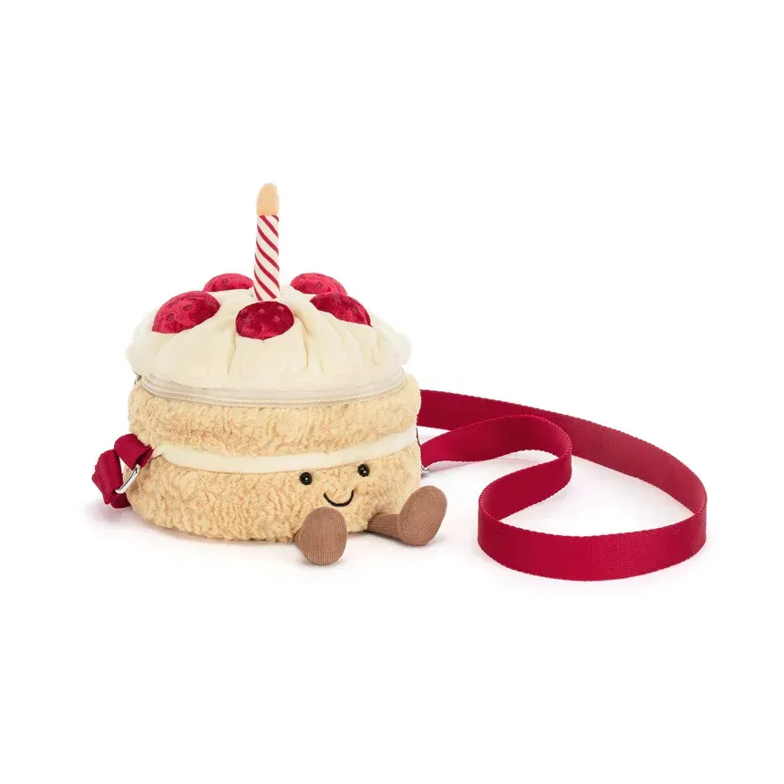 Geburtstagstorte Birthday Cake Bag Tasche - Amuseable Bag Jellycat Amuseable Torte Schultertasche plüschige Geburtstagstorte cremefarben mit Buntstreuseln und Kerze Crossbody Bag