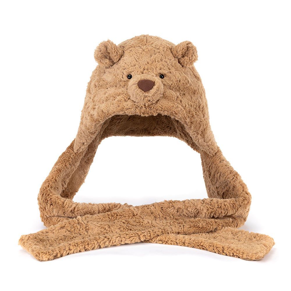 Jellycat Bartholomew Bear Hood Kapuzenschal Schalmütze brauner Plüsch mit Bärenohren Bärengesicht 2-in-1 Mütze und Schal
