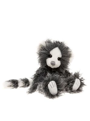 CHARLIE BEARS Money Monster Charlie Bears Money Monster grau weißer struppiger Plüsch 28 cm groß Fabelwesen mit langem gestreiften Schwanz