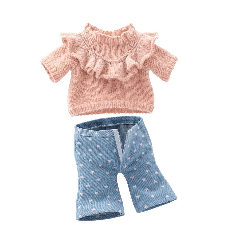 Kleidung: Denim Hearts - Lucky Kitty Lucky Kitty Katzenpuppe Wechselkleidung, Puppen-Zubehör zum Umziehen Stoffkleidung für Katzenpuppe