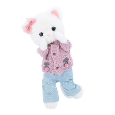 Lucky Sophie: Knitted Cherries - Lucky Kitty Lucky Doggy bekleidete Katzenpuppe im Geschenkkarton umgewandelt in Kleiderstange mit Kleiderbügeln Stofftier Puppenset