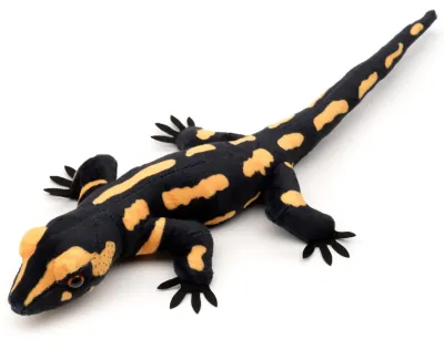 Feuersalamander - Uni-Toys Uni-Toys Feuersalamander Plüschtier schwarz gelbes Stofftier Echse naturgetreues Amphibium weiches Kuscheltier