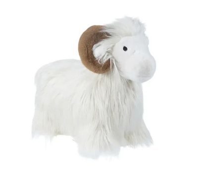 Hüpftier Soft Bouncies Widder - Wild & Soft Wild & Soft Hüpftier Widder Schafbock aufblasbares Hüpfpferd mit weichem Plüschbezug Hörnern und Schaffell Optik