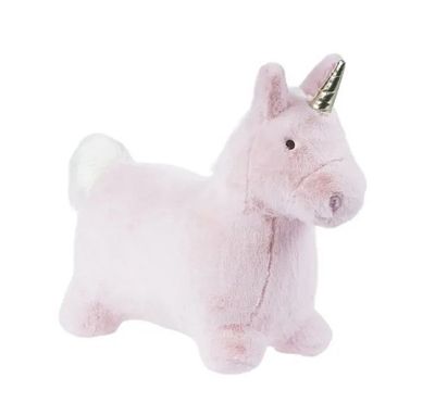 Hüpftier Soft Bouncies rosa Einhorn - Wild & Soft Wild & Soft Hüpftier rosa Einhorn aufblasbares Hüpfpferd mit weichem Plüschbezug Horn und Mähne Kinderspielzeug