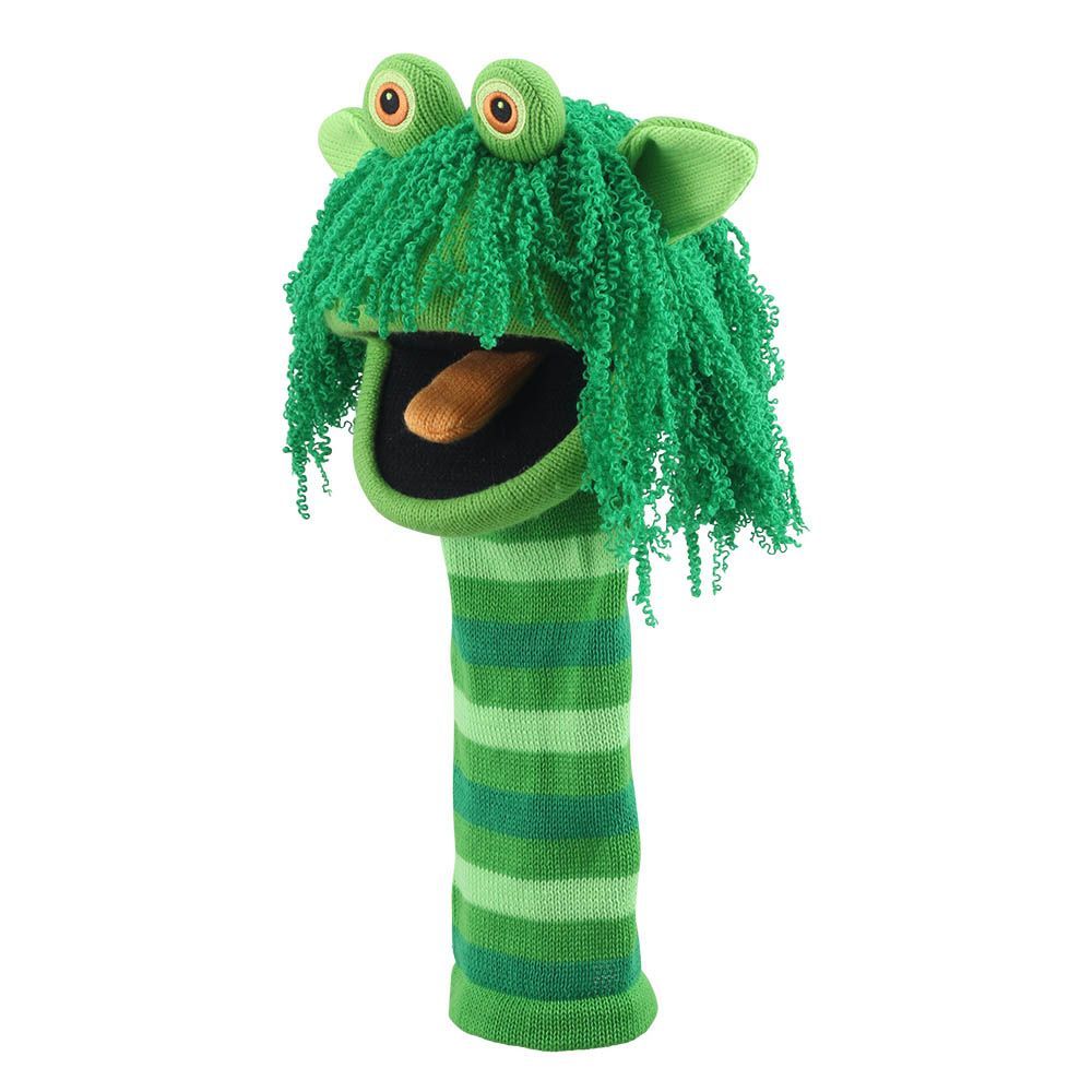 The Puppet Company Sockettes gestrickte Socken Monster Handpuppe mit großem Klappmaul und lustigen Glubschaugen