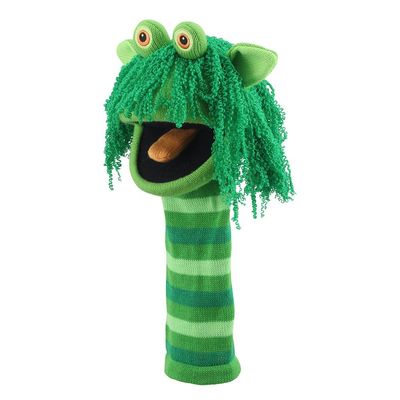 Squelch - ECO Sockettes The Puppet Company Sockettes gestrickte Socken Monster Handpuppe mit großem Klappmaul und lustigen Glubschaugen