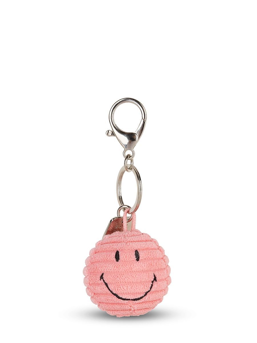 Smiley Schlüsselanhänger ECO Cord Rosa - Bon Ton Toys Bon Ton Toys Smiley Cord Schlüsselanhänger rosa Plüschanhänger aus Feincord mit gesticktem Lächeln und Metallring