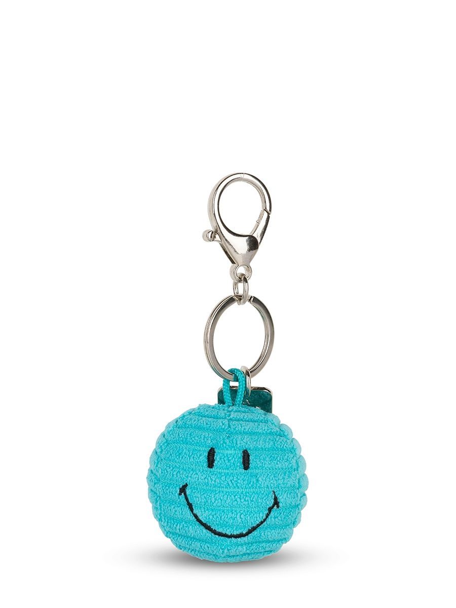 Smiley Schlüsselanhänger ECO Cord Türkis - Bon Ton Toys Bon Ton Toys Smiley Cord Schlüsselanhänger türkiser Plüschanhänger aus Feincord mit gesticktem Lächeln und Metallring