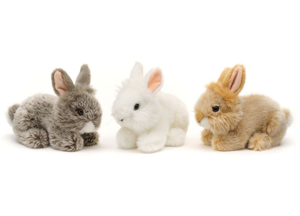 Hase Angorakaninchen - Uni-Toys Uni-Toys Angorakaninchen Plüschtier mit stehenden Ohren und langem weichen Fell wählbar in den Farben Weiß Braun und Grau
