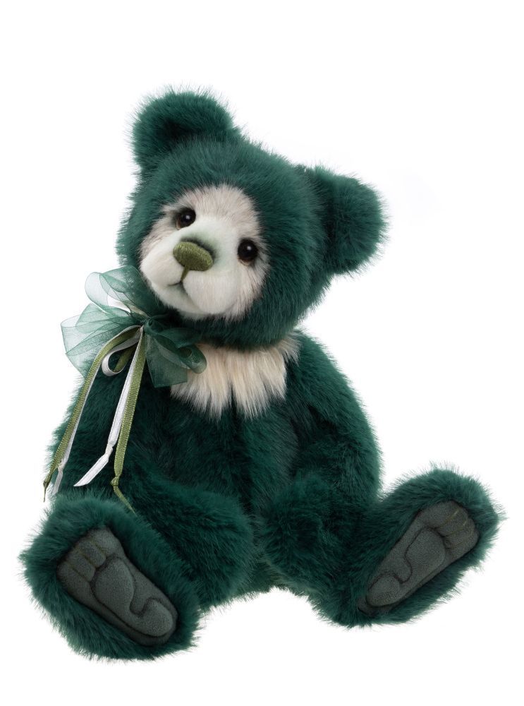 CHARLIE BEARS Bär Spice Cookie Charlie Bears Spice Cookie tannengrüner Plüsch Bär sitzend mit cremeweißem Latz und eleganter grüner Organzaschleife