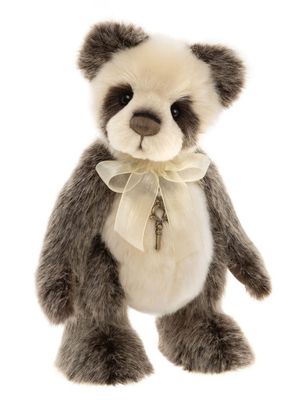 Charlie Bears Bär Ticklish Charlie Bears Bär Ticklish stehender braun cremefarbener Plüsch Panda Bär 5-fach gegliedert mit Schleife und Schlüsselkette