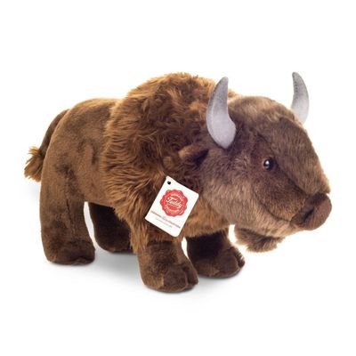 Wisent - Hermann Teddy Hermann Teddy Wisent stehend aus dunkelbraunem zotteligem Plüsch mit mächtigem Buckel und dunklen Horn-Details