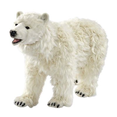 Hansa Creation Studiotier großer Eisbär stehend 105 cm lang aus dichtem weißem Plüsch mit mächtigen Pfoten 