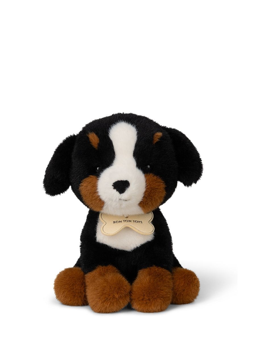 Hund Benny Berner Sennenhund - Bon Ton Toys Sitzender Plüschhund Berner Sennenhund Benny aus weichem dreifarbigem Plüsch in Schwarz Weiß Rostrot mit weizer Blesse