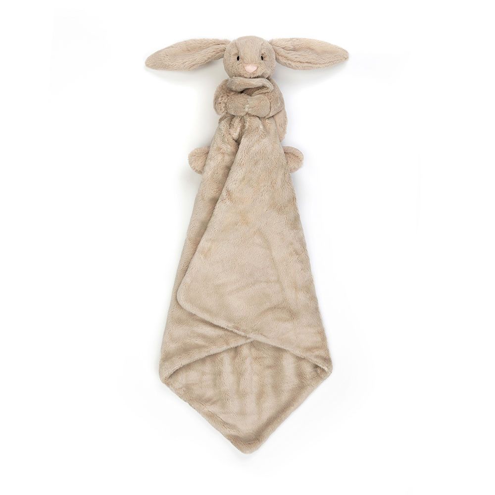 Jellycat Schmusetuch mit aufgesetztem Hasen Bashful Bunny aus daunenweichem Plüsch mit langen Schlappohren für Babys