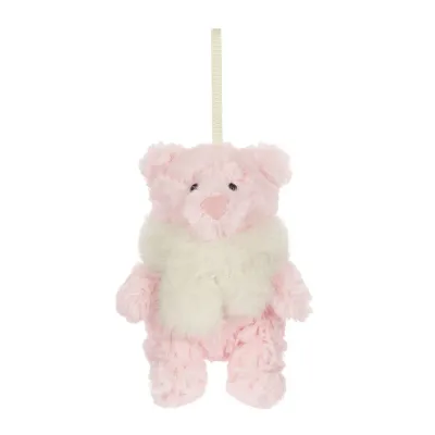 Anhänger Bär Leola Bear Winter Warmer Dekoration - Jellycat Christmas Jellycat Leola Bear Winter Warmer Bärin aus weichem puderrosa Plüsch mit festlichem Schal Plüsch-Anhänger