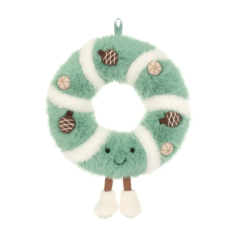 Türkranz Amuseables Pinecone Wreath - Jellycat Christmas Jellycat Amuseable Pinecone Wreath Türkranz aus tannengrünem Plüsch mit braunen Tannenzapfen-Details, fröhlichem Lächeln