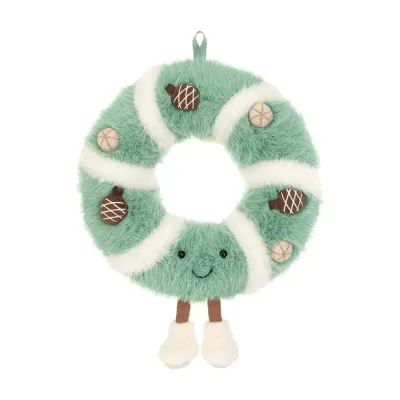 Türkranz Amuseables Pinecone Wreath - Jellycat Christmas Jellycat Amuseable Pinecone Wreath Türkranz aus tannengrünem Plüsch mit braunen Tannenzapfen-Details, fröhlichem Lächeln