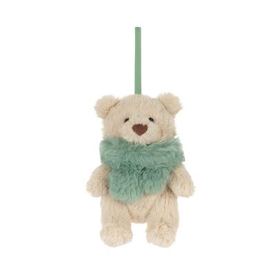 Jellycat Bartholomew Bear Jr. Winter Warmer beigefarbener Mini-Teddybär aus weichem Plüsch mit kuscheligem grünem Plüschschal