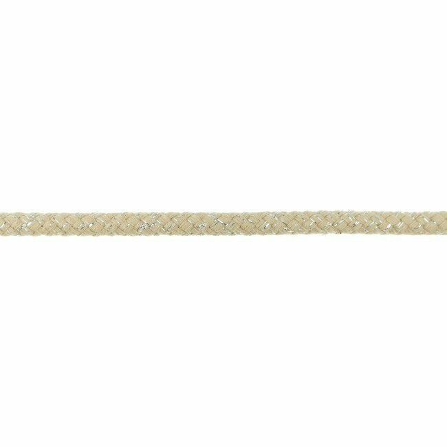 Kordel beige mit silber Glitzer 10 mm