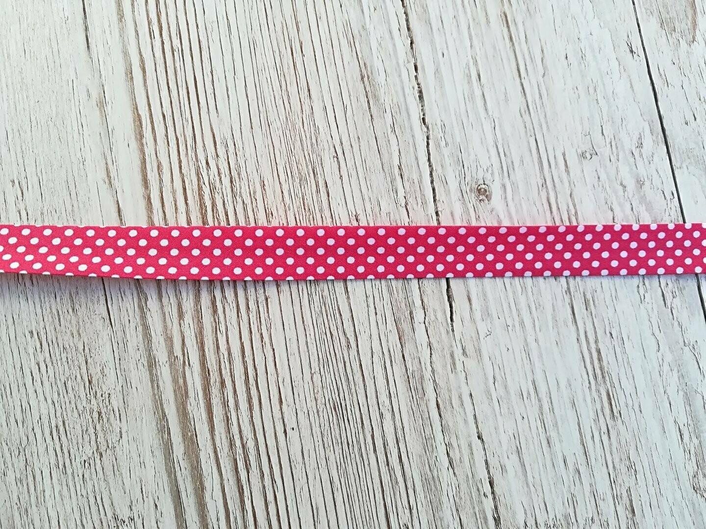 Baumwolle Schrägband gefalzt pink mit Punkte, Meterware