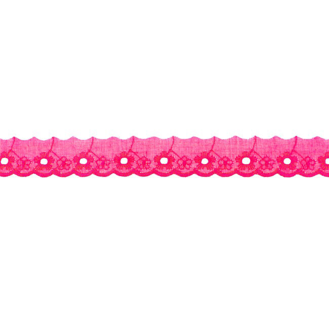 Baumwolle Spitze Blumen Pink  / 2,50 cm