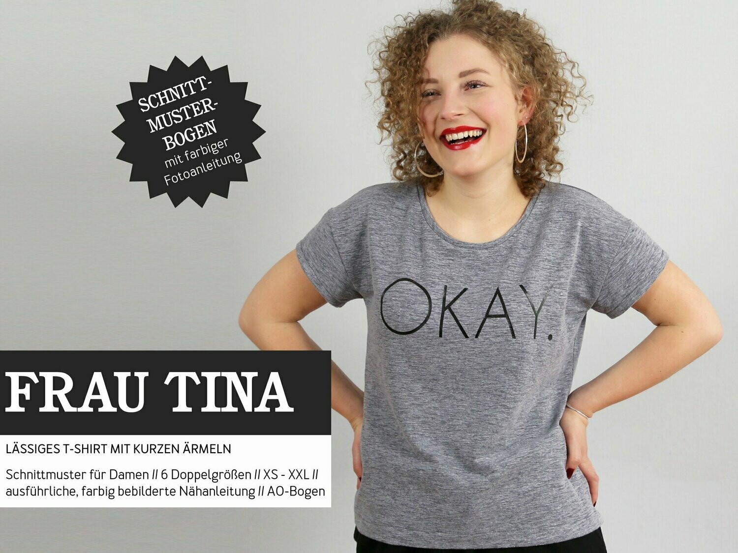 FRAU TINA • Basicshirt mit kurzen Ärmeln, PAPIERSCHNITT
