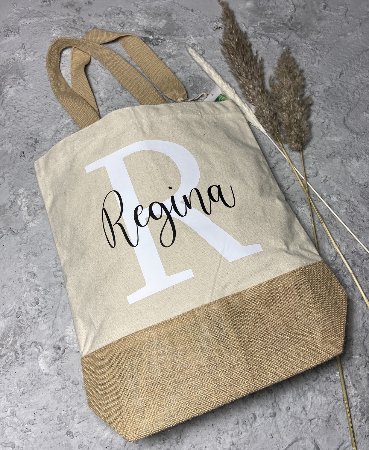 Jute Canvas Tasche mit Namen