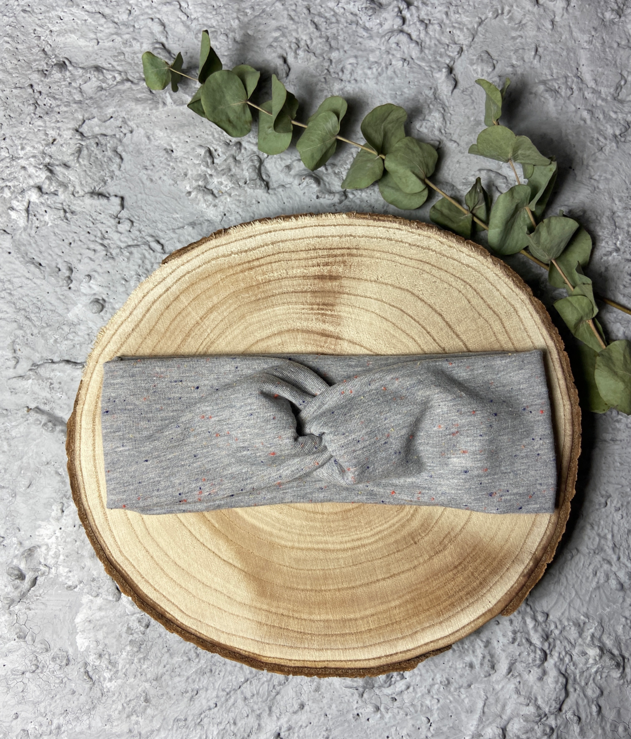 Knotenstirnband Konfetti Grau