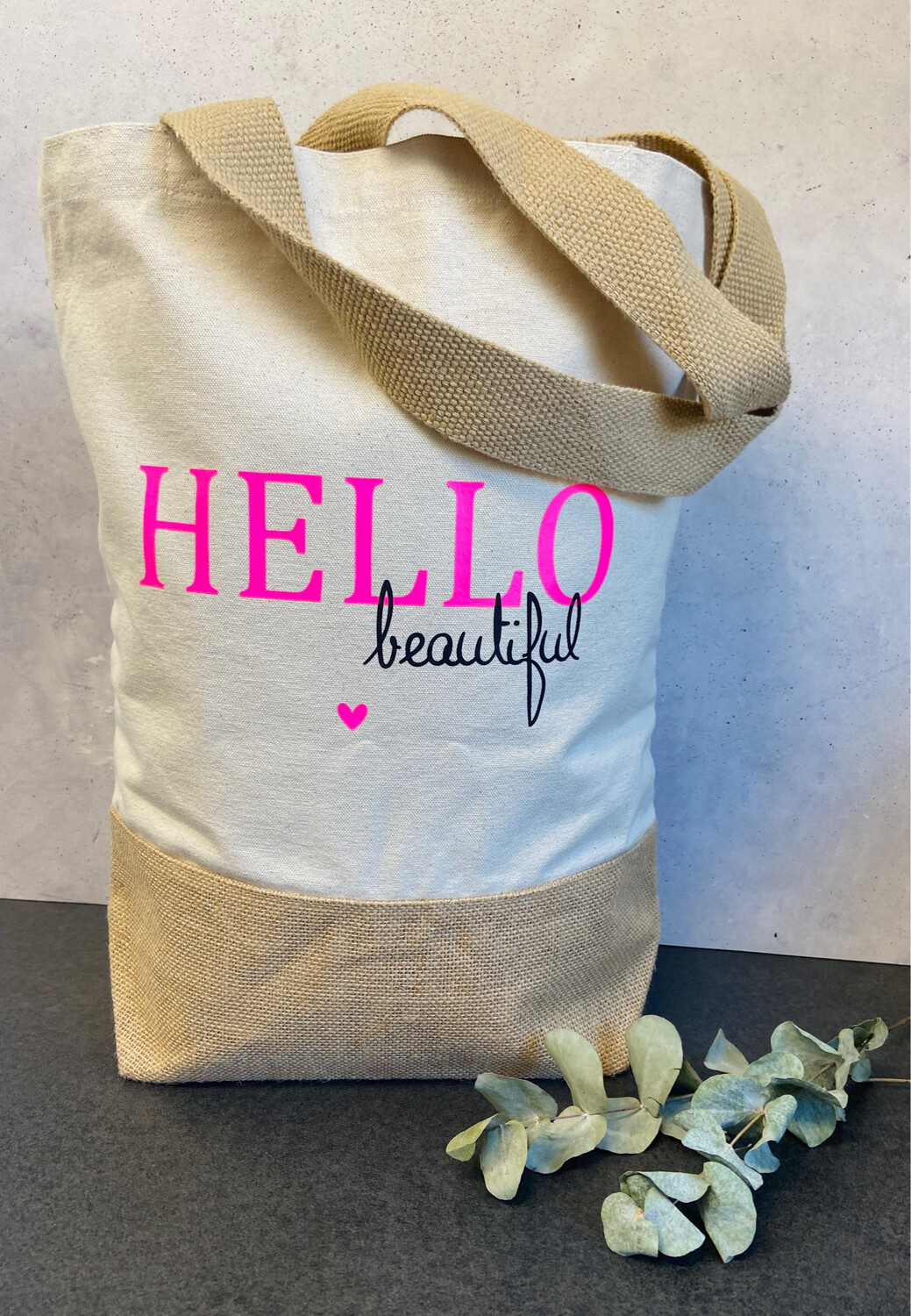 Jute Canvas Tasche HELLO beautiful ❤️