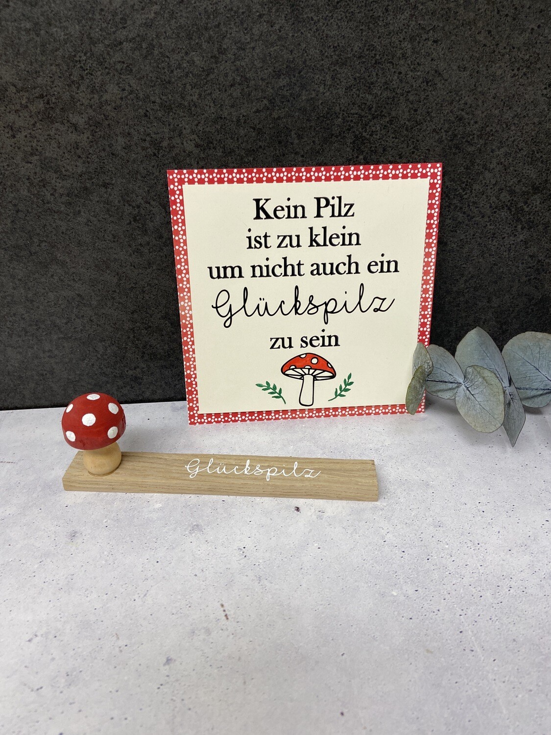 Glückspilz mit passender Karte / Glück / Pilz / Fliegenpilz